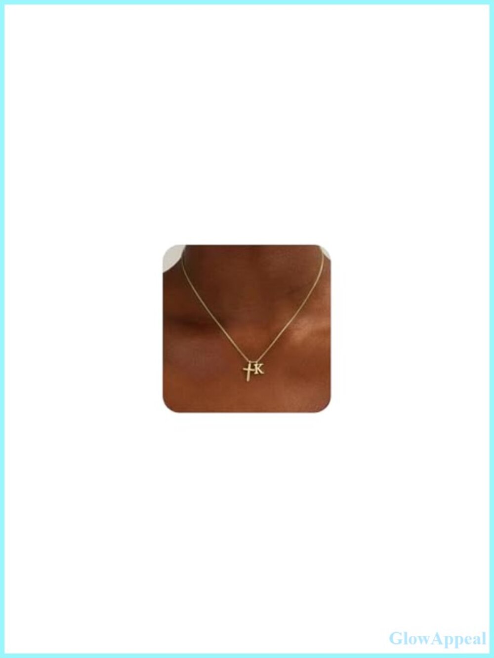 14K Gold Plated Cross Initial Necklace Dainty Pendant Christian